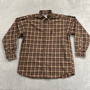 Columbia XCO Long Sleeve Button Shirt Men Large Brown Plaid Flannel